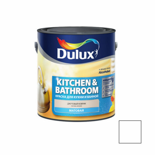 Краска Dulux Kitchens & Bathroom белая матовая 2,5 л