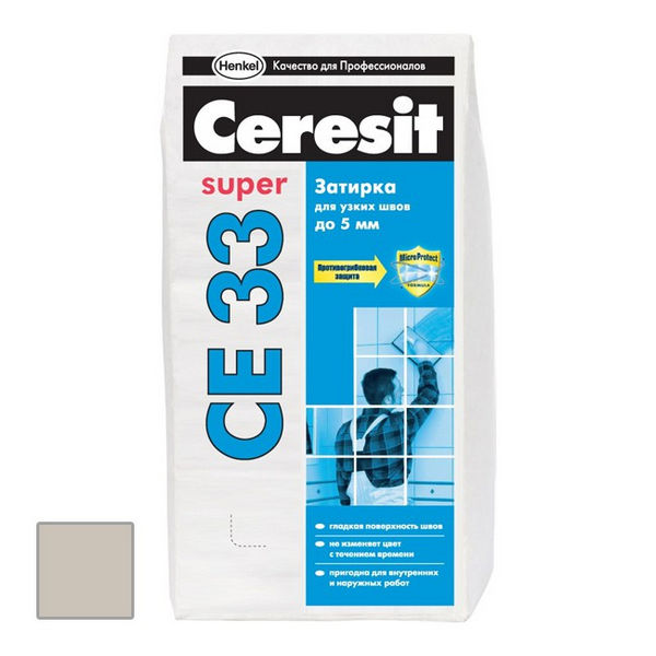 Затирка цементная Ceresit CE 33 Super серая 5 кг