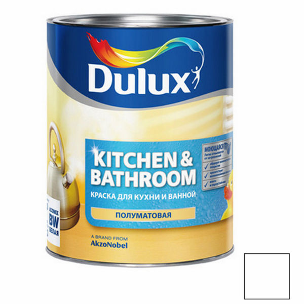 Краска Dulux Kitchens & Bathroom белая полуматовая 2,5 л