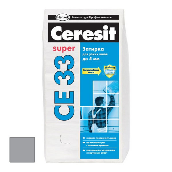 Затирка цементная Ceresit CE 33 Super Антрацит 2 кг