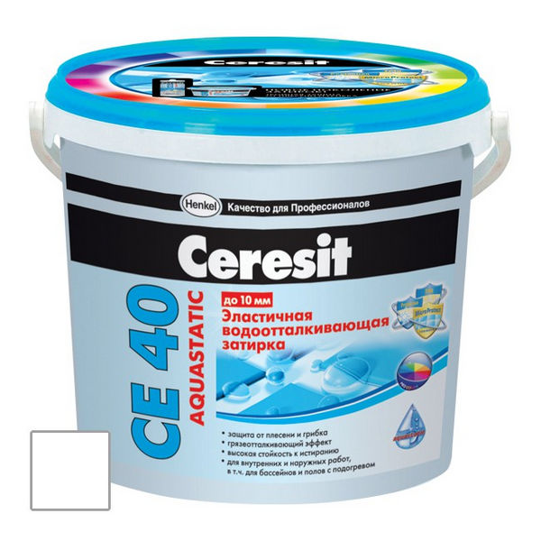 Затирка цементная Ceresit CE 40 Aquastatic белая 2 кг